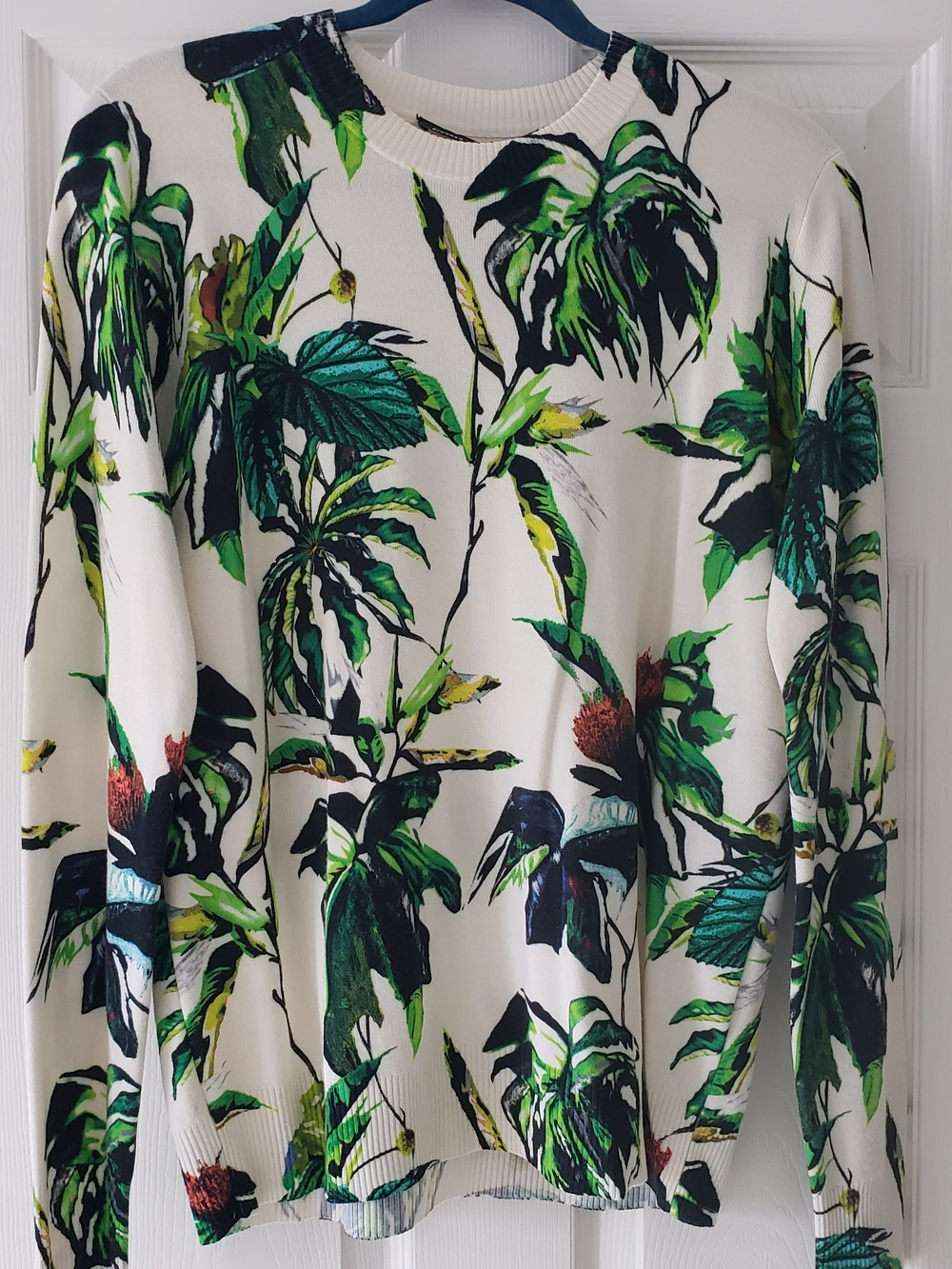 Proenza Schouler Tropical Green Leaf Print Sweater Size Large